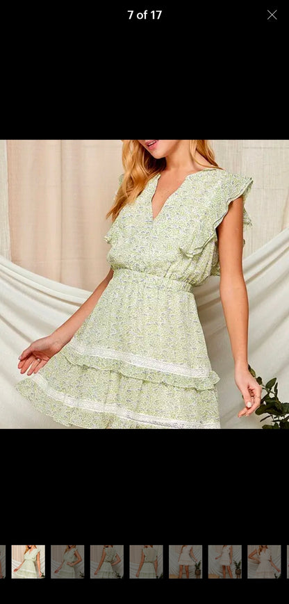 Eloise Green Floral Sleeveless Dress