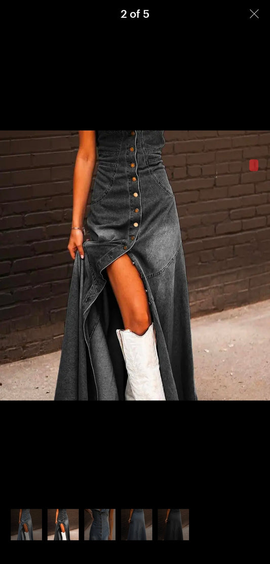Tulsa A-Line Denim Dress Black
