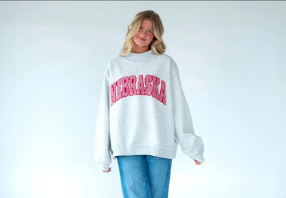 Huskers Gingham Mockneck