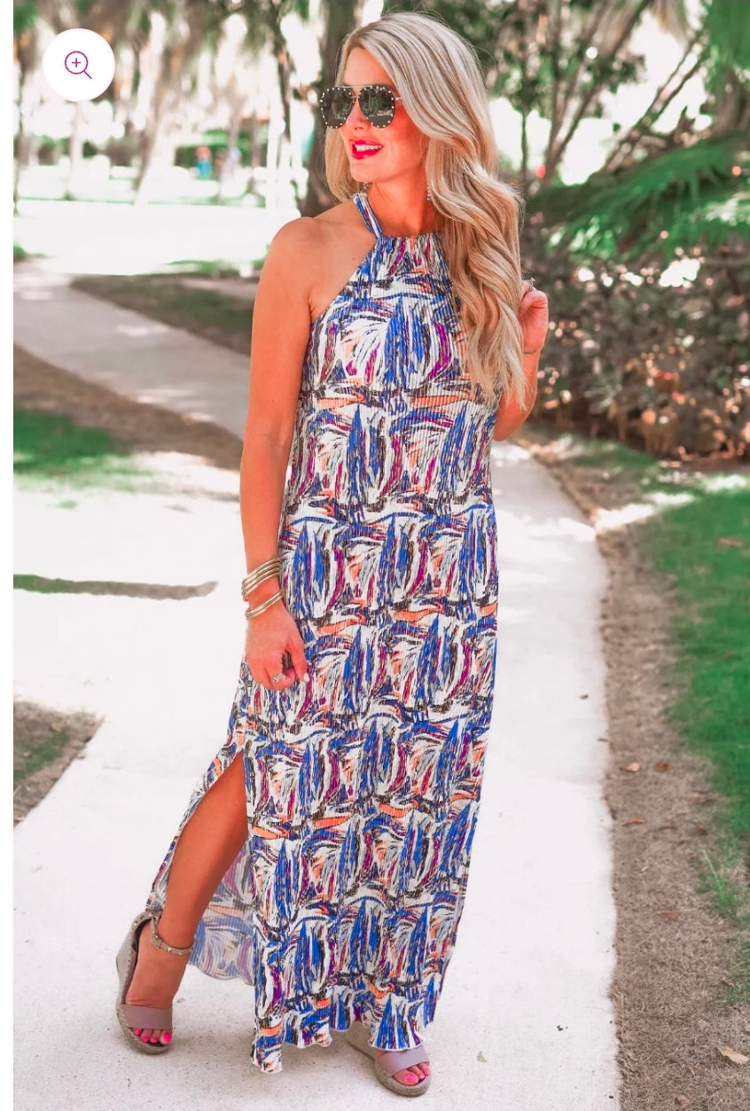 Millionaire Metallic Pleated Dress