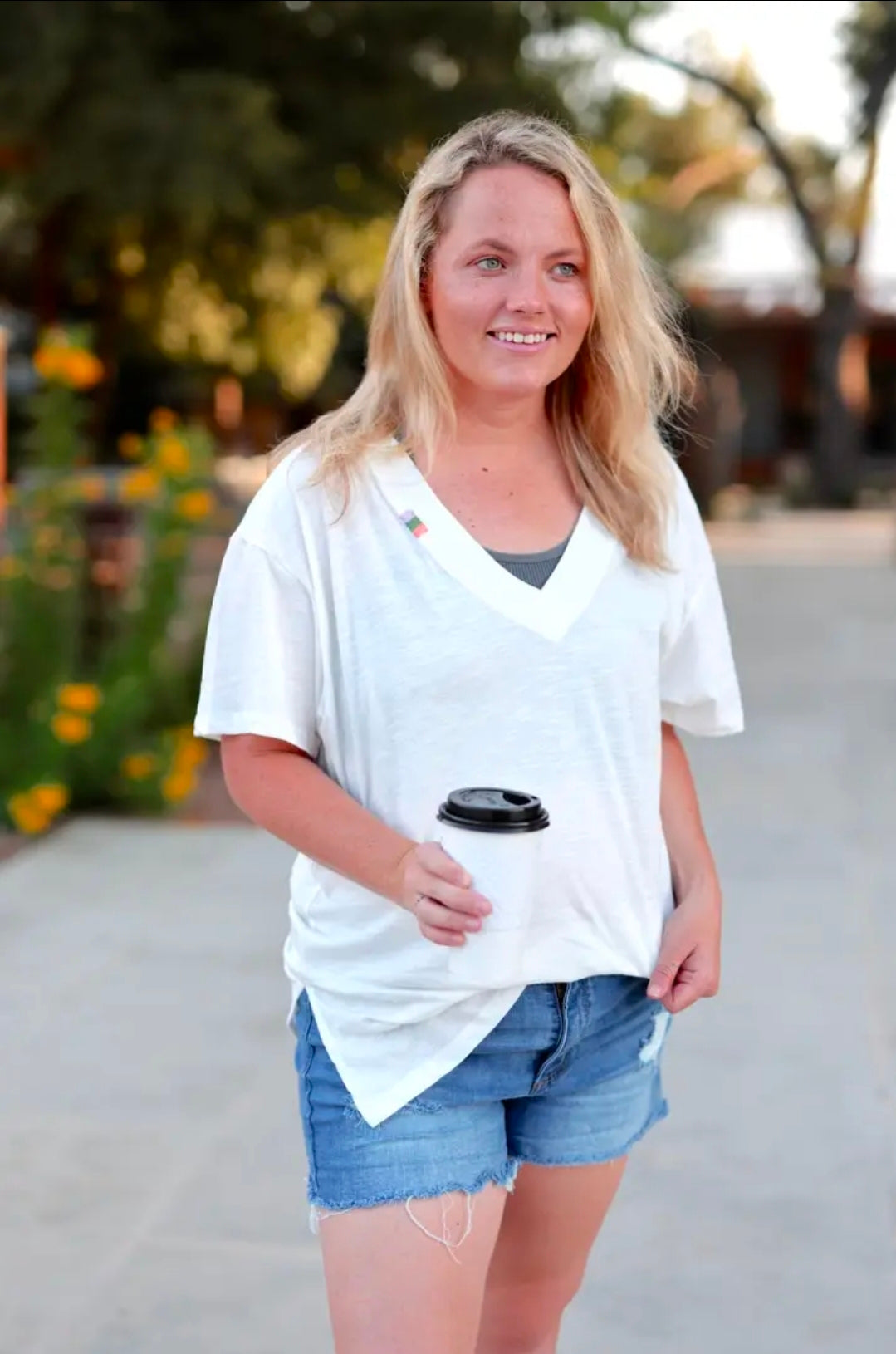 Boyfriend Vneck Tee in Cream