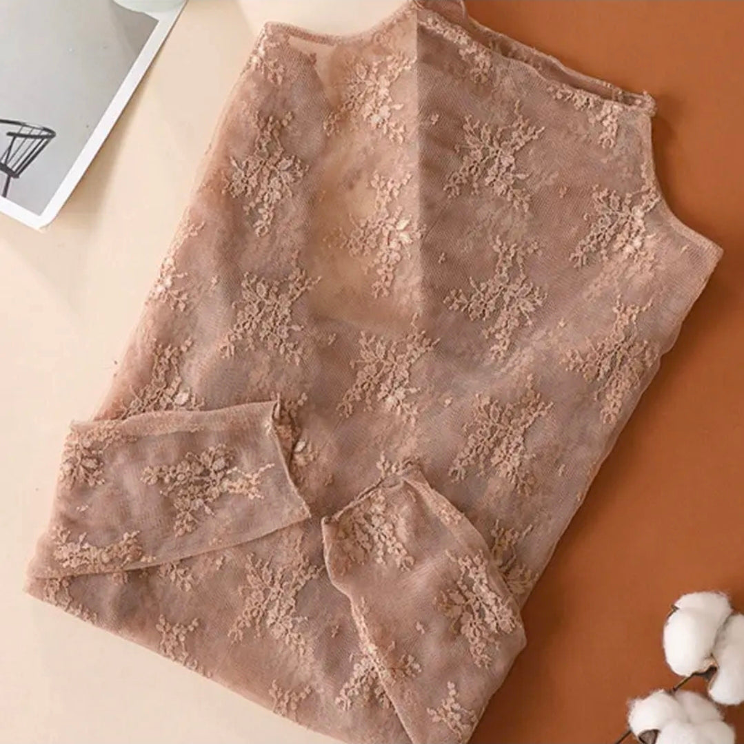 Floral Lace Mesh Coffee