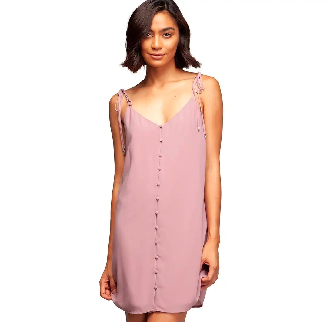 Button Down Slip Dress Mauve
