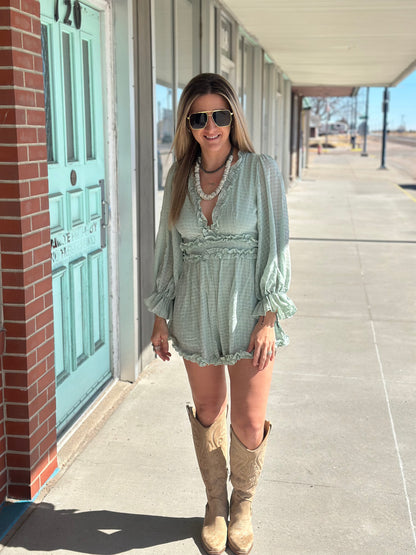 Lydia Ruffled Open Back Romper