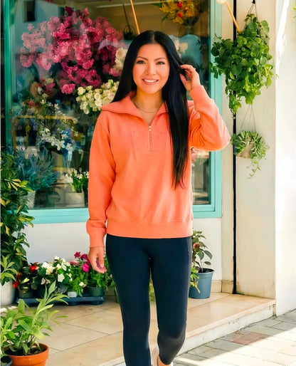 Isabella 1/2 Zip Pullover Coral
