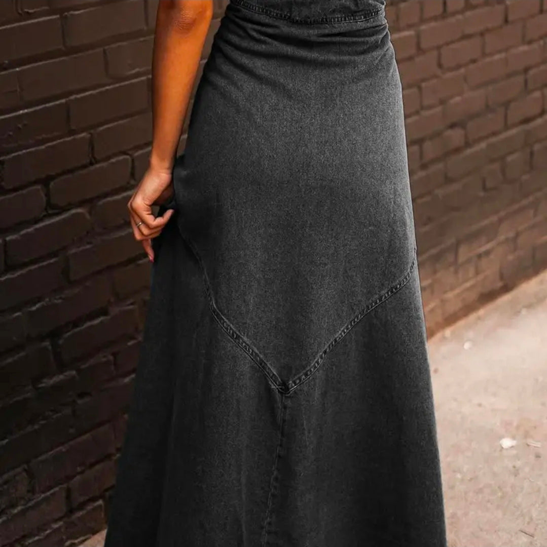 Tulsa A-Line Denim Dress Black