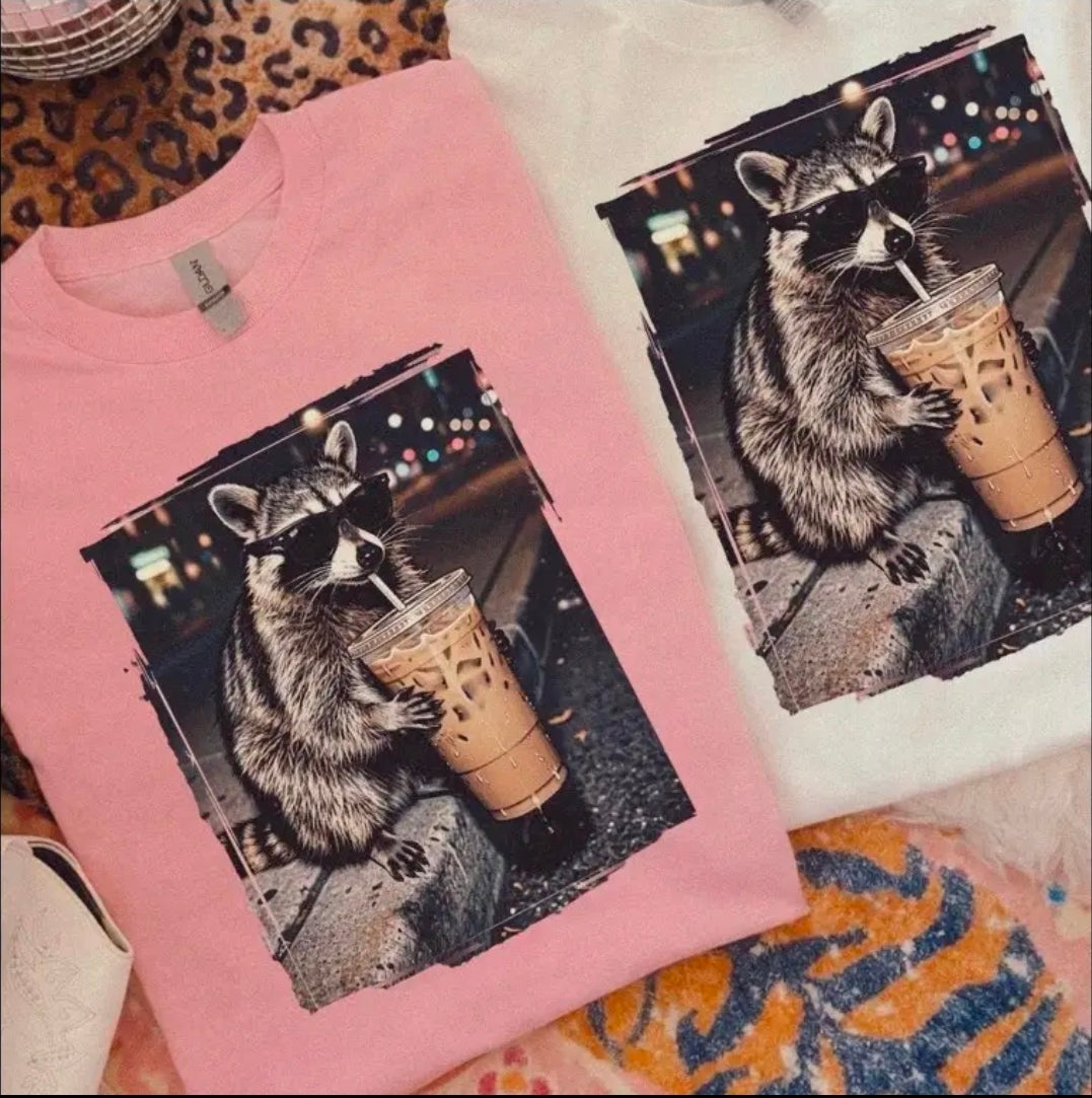 Caffeinated Coon on Cream Tee