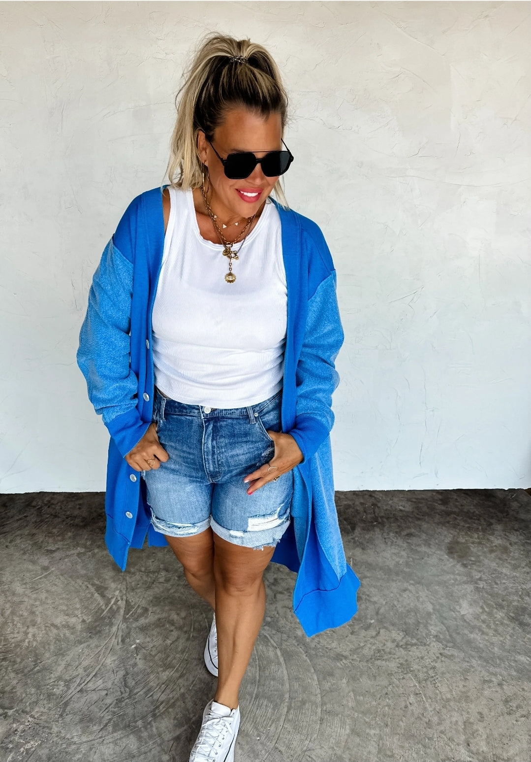 Desi Sweatshirt Cardigan Blue