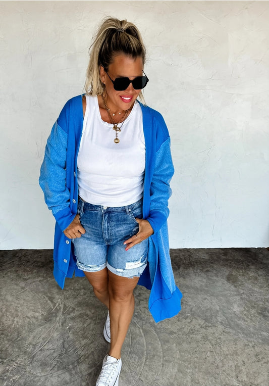 Desi Sweatshirt Cardigan Blue