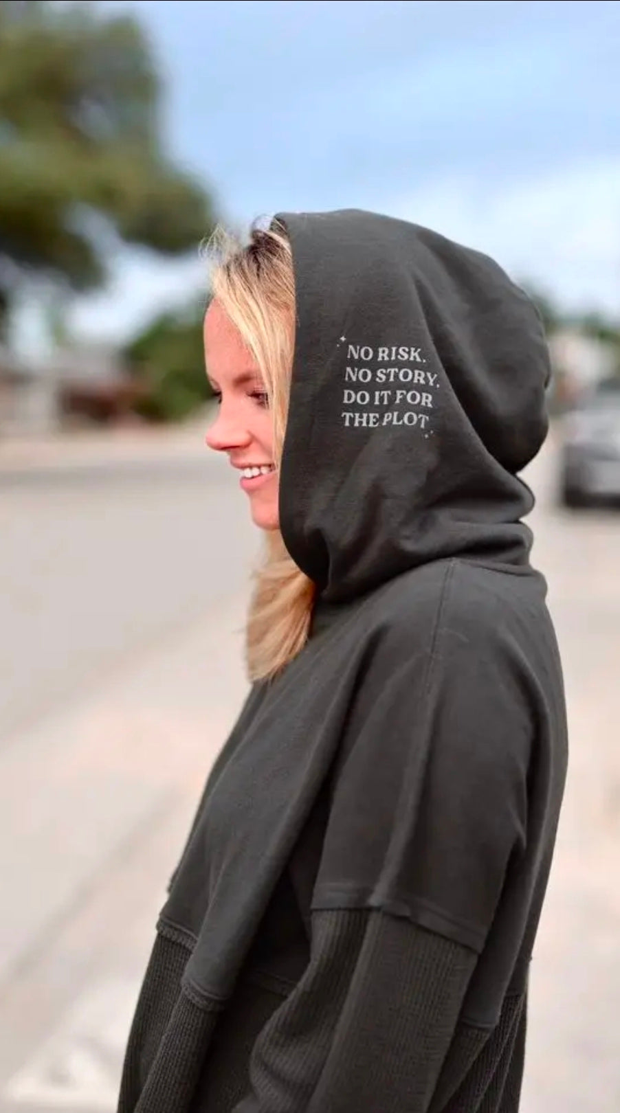 Hidden Message Waffle Hoodie in Charcoal