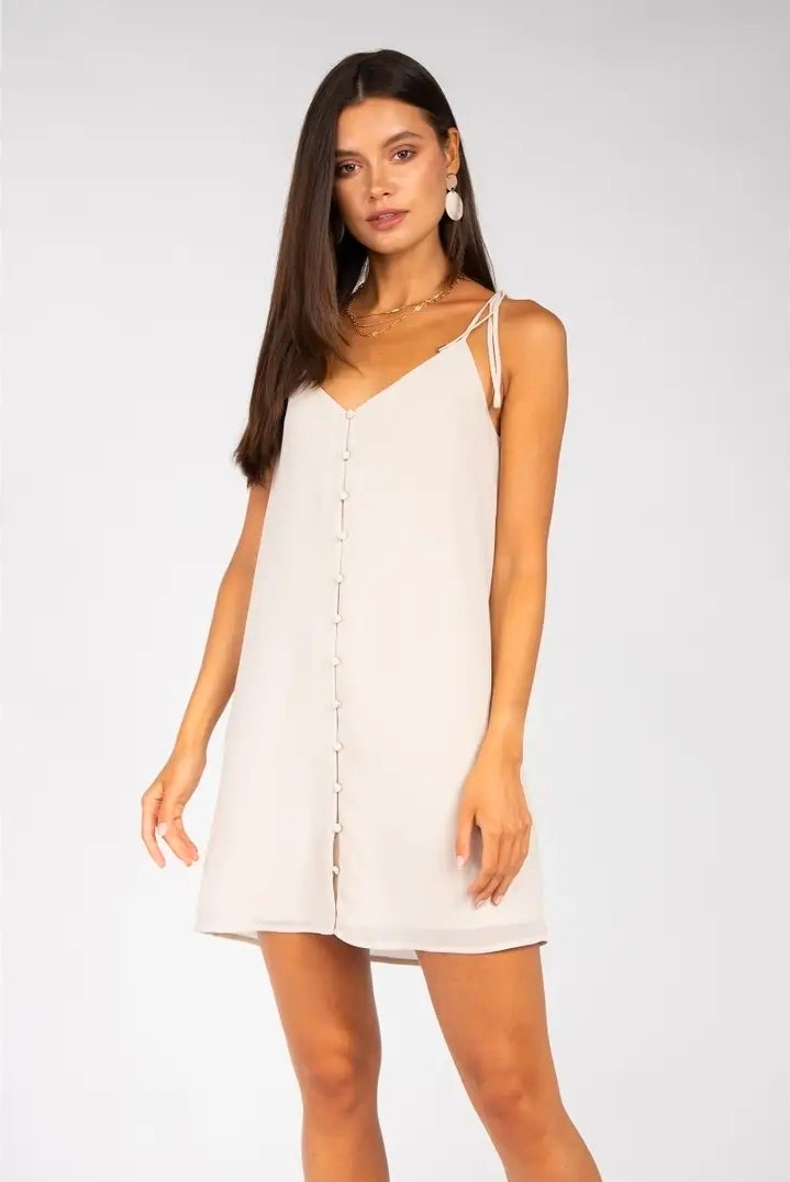 Button Down Slip Dress in Papyrus