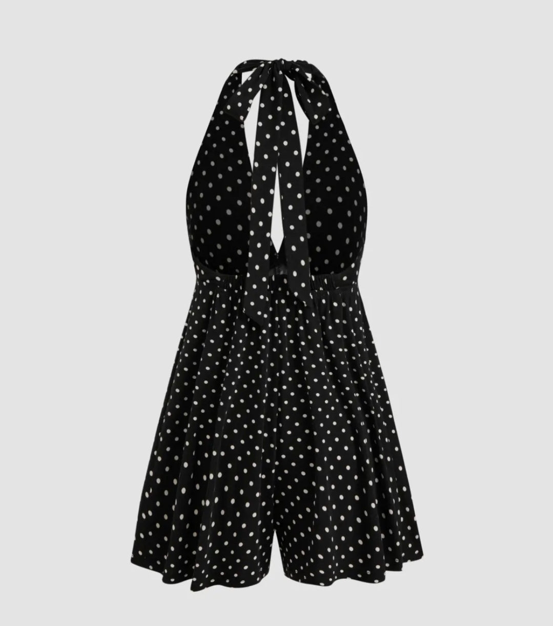 Moxie Halter Polka Dot Romper