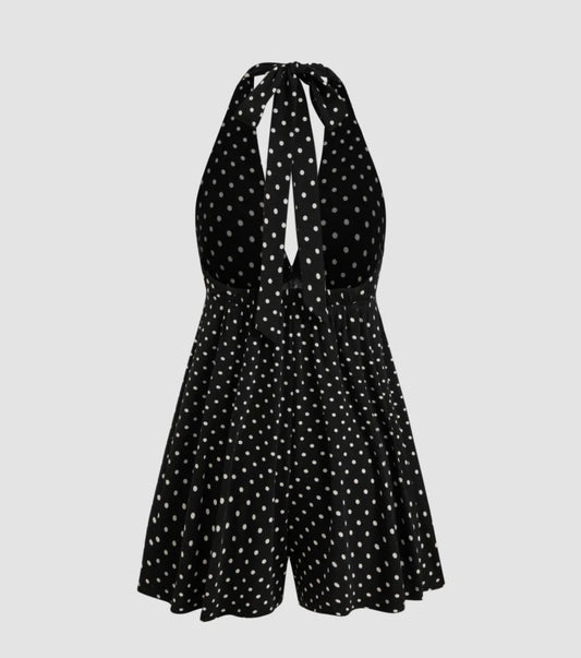 Moxie Halter Polka Dot Romper