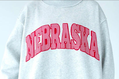 Huskers Gingham Mockneck