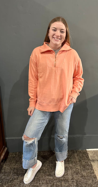 Isabella 1/2 Zip Pullover Coral