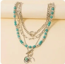 Turquoise Charm Layered Necklace