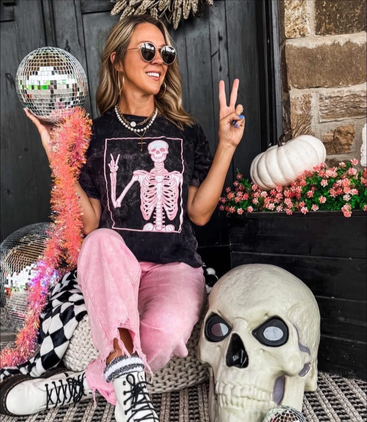 Peace Skelly Mineral Wash Tee