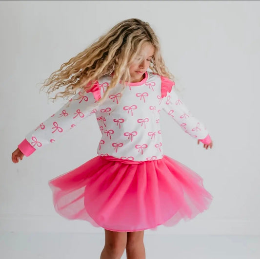 Coquette Bow Top with Tulle Skirt Set