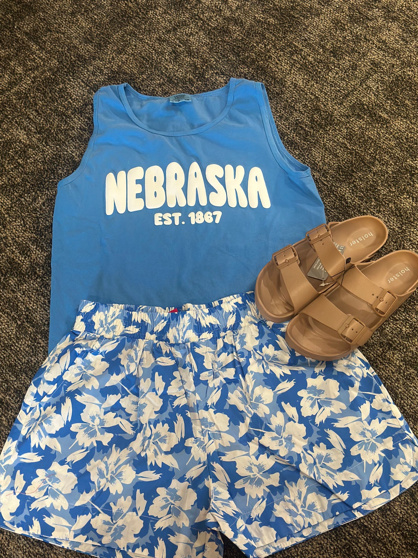 Nebraska Puff Tank Ocean Blue