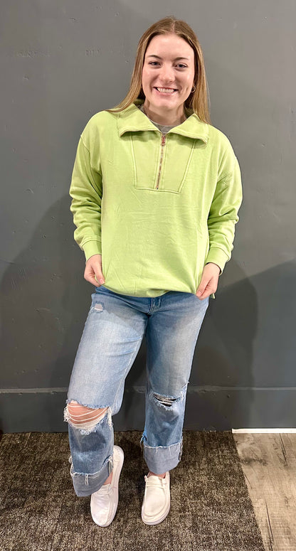 Isabella 1/2 Zip Pullover Light Green