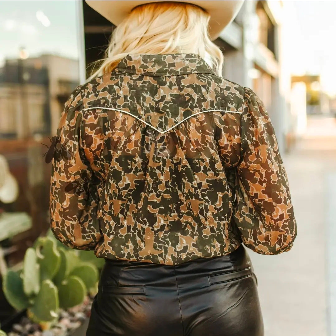 Trophy Wife Camo Blouse