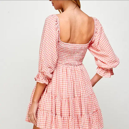 Chloe Gingham Sweetheart Dress