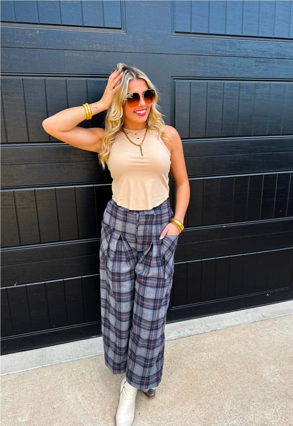 Cayla Cropped Plaid Pants