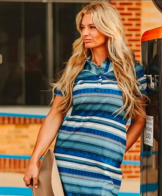 Blue Serape Dress with Pockets