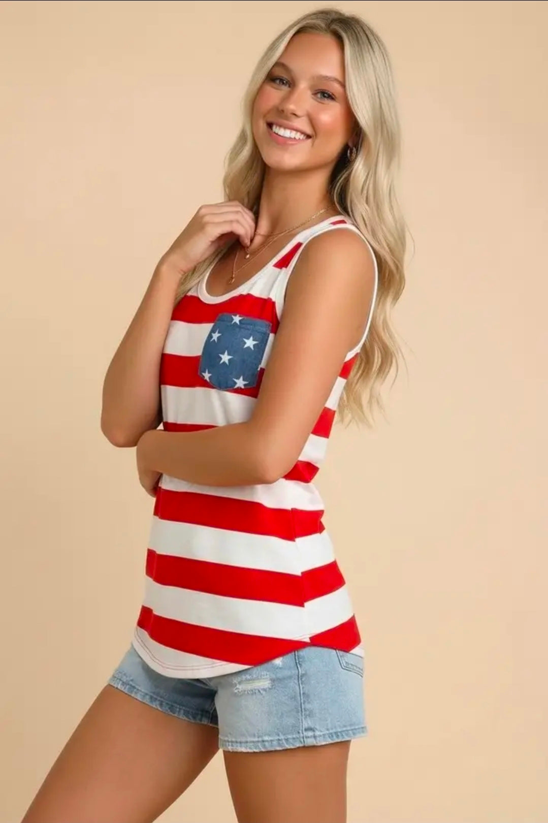 USA Stripe Bow Back Tank