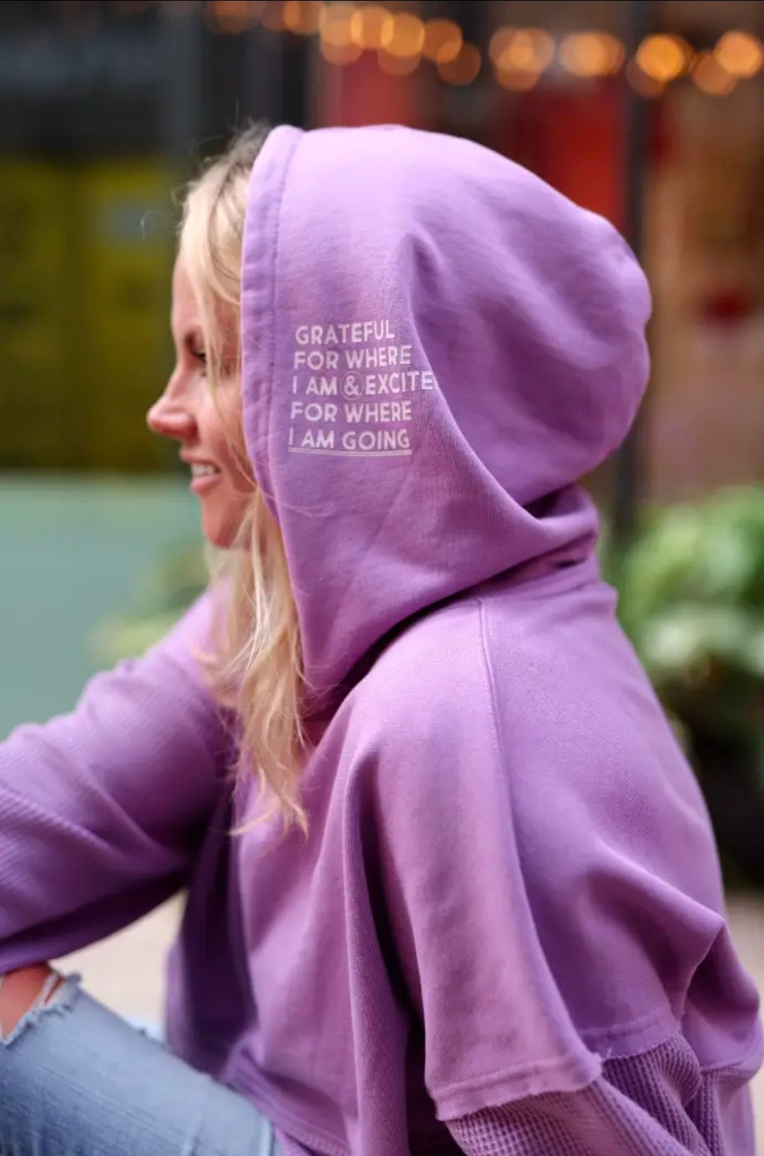 Hidden Message Waffle Hoodie in Lilac