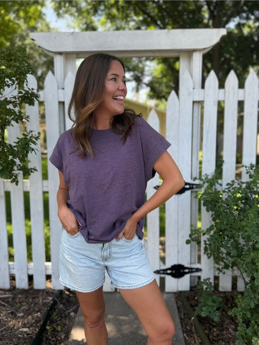 Clover Cap Sleeve Tee Plum