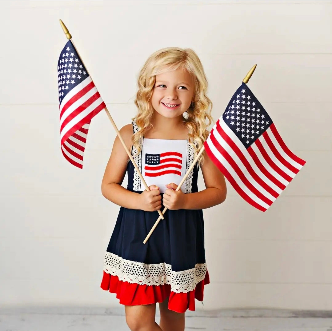 American Flag Lace Ruffle Dress