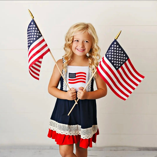 American Flag Lace Ruffle Dress