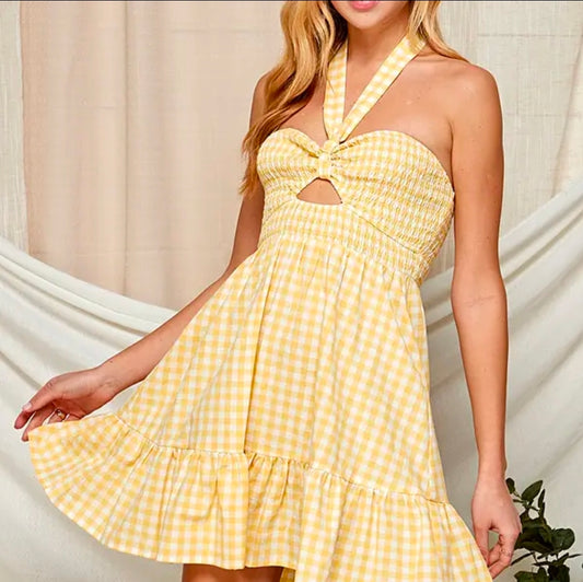 Sadie Yellow Gingham Sundress