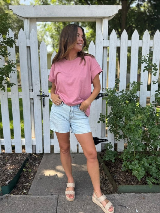 Clover Cap Sleeve Tee Rose