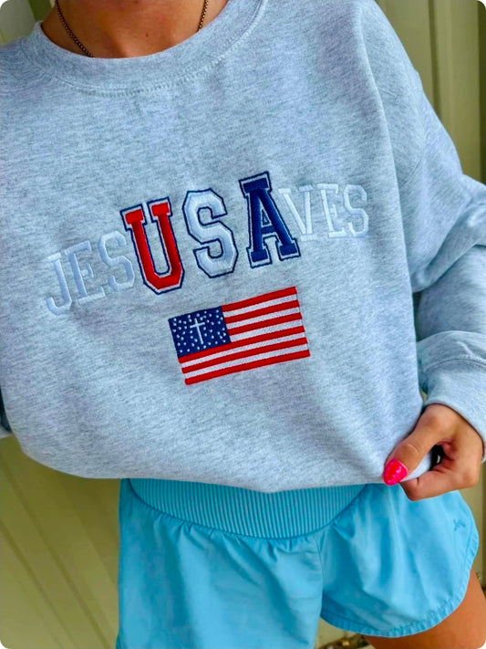 JesUSAves Embroidered Crew