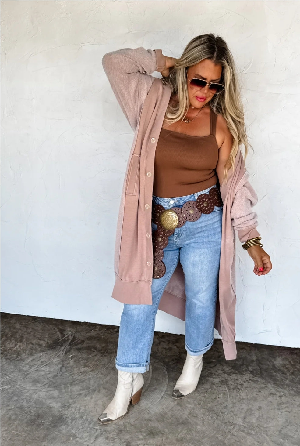 Desi Sweatshirt Cardigan Taupe