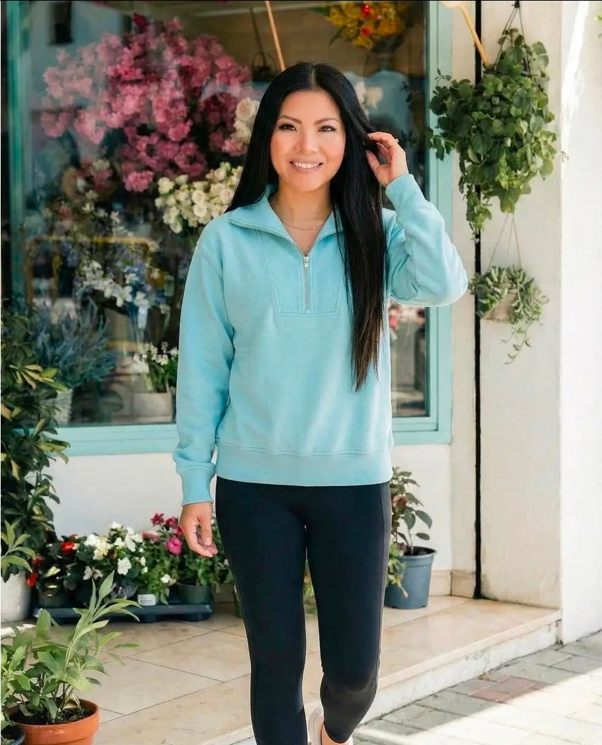 Isabella 1/2 Zip Pullover Light Blue