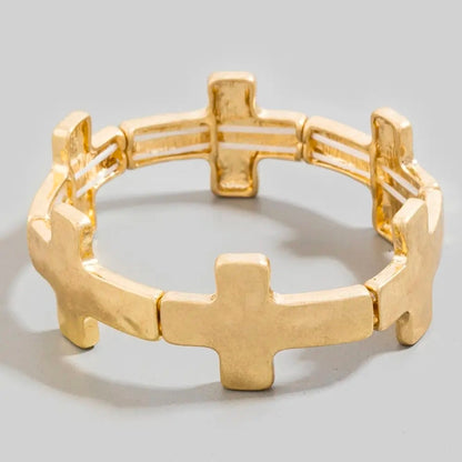 Hammered Cross Link Bracelet