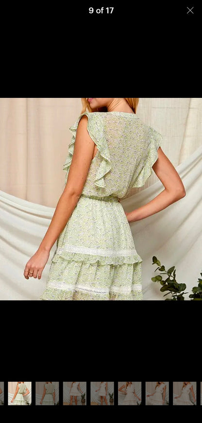 Eloise Green Floral Sleeveless Dress
