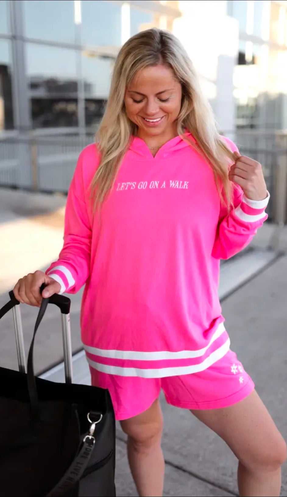 Let's Go For A Walk Neon Pink Hoodie