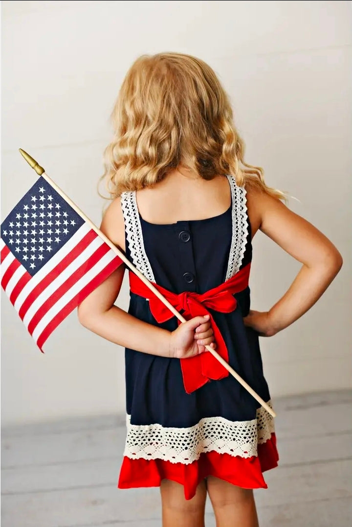 American Flag Lace Ruffle Dress