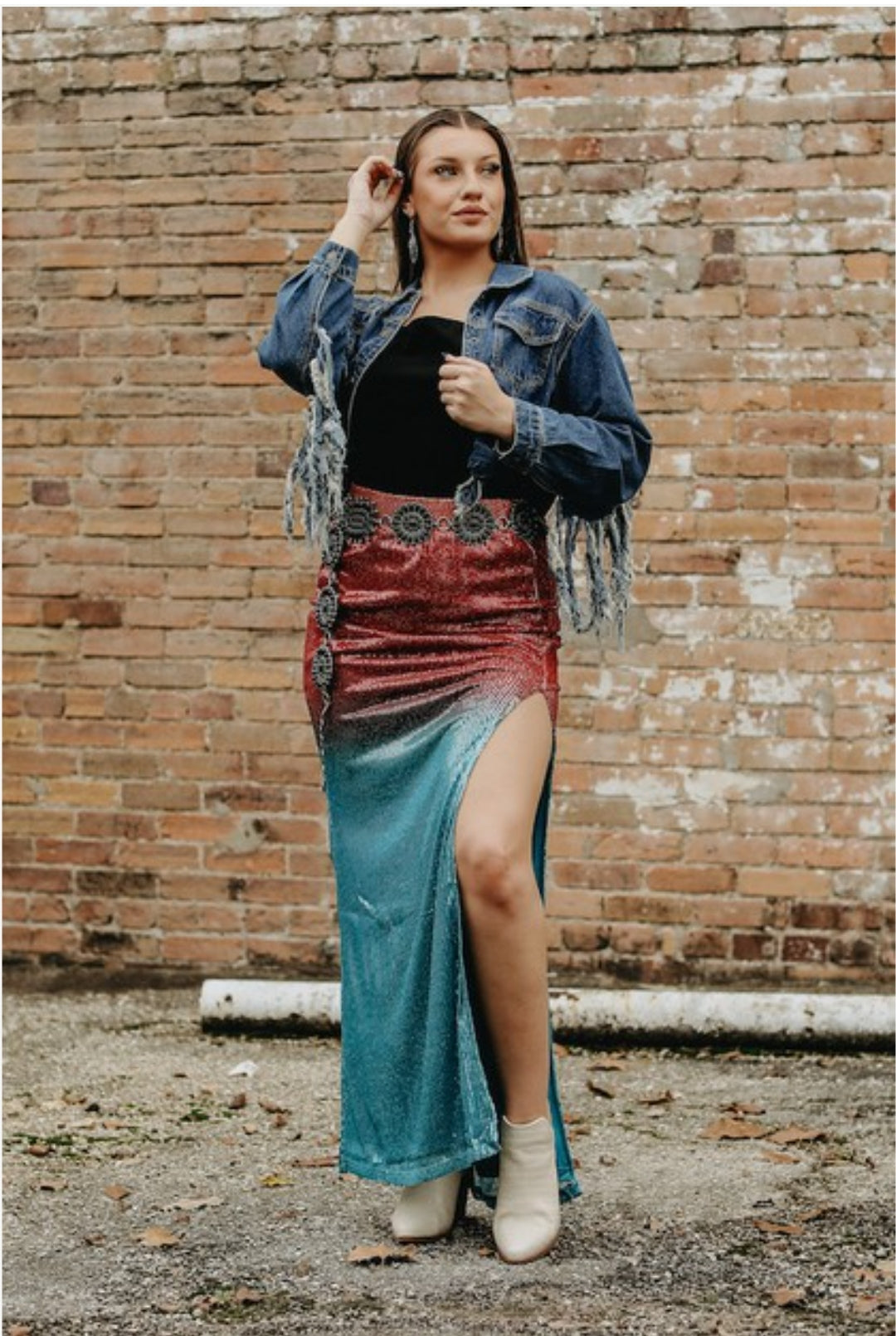 Ombre Sequin Maxi Skirt