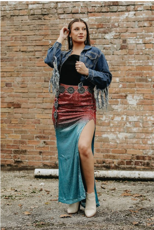 Ombre Sequin Maxi Skirt