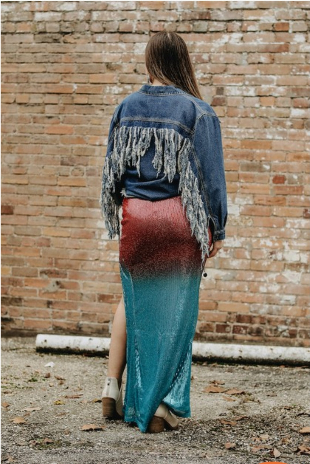 Ombre Sequin Maxi Skirt