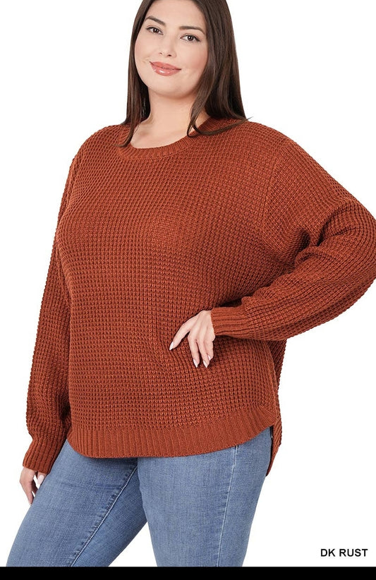 Waffle weave sweater plus size