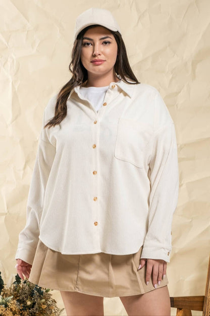 Plus Size Ivory Corduroy Jacket