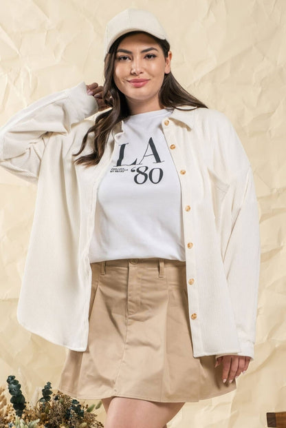 Plus Size Ivory Corduroy Jacket